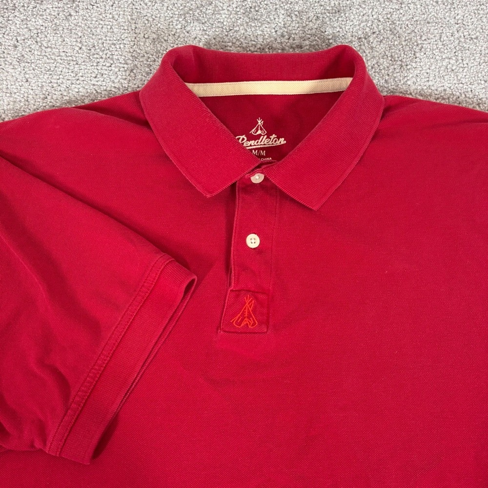 Pendleton‎ Polo Shirt Mens Medium Cotton Short Sleeve Red